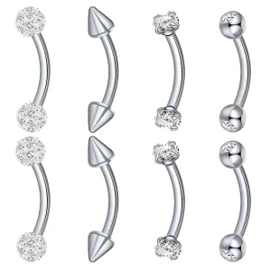 8 piece Set of Fashionable Stainless Steel Zircon inlaid Internal thread Shambhala Fully Paved Ball Jewelry Eyebrow Studs