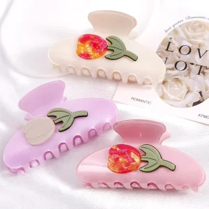 8.5cm Cute Tulip PVC Hair Claw Fashion Flower Hair Clip for Women New Arrival Hair Accessories Sweet Hair Claw for Thick Hair