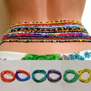80cm Elastic BOHO Baya Perle Hanche Pour Femmes Africaine Belly Beads Body Chain Waist Beads Strand for Jewelry Women