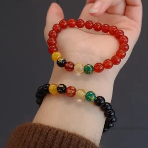 8MM Agate Bracelet Fortune Gemstone Bracelet Adjustable Natural Stone Bracelet