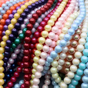 8mm 1 Strand Pastel Mermaid Iridescent Pearl Beads Multi Color Loose Beads for Bridal Wedding Jewelry