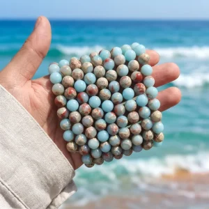 8mm Crystals Gemstone Natur Blue Shoushan Stone Crystal Fashion Beaded Bracelets for Gift