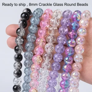 8mm Fashionable Pink Blue Two Tone Crystal Burst Beads Purple Crackle Glass Beads for Bracelet Making