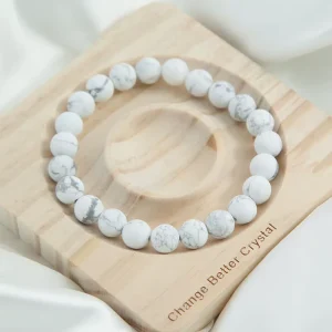 8mm Matte Natural Gemstone Jewelry Howlite Healing Bracelet Semi Precious Stretch Fashion Beaded Bracelets Unisex