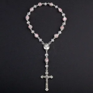 8mm Murano Glass Beads with 4x6mm Crystal Beads Virgin Mary Decade Rosary Religious Beaded Bracelets