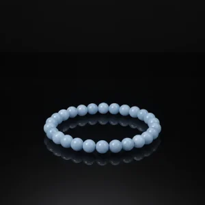 8mm Natural Blue Angelite Crystals Semi Precious Healing Stone Beads Fashion Bracelets Bangles for Men and Women