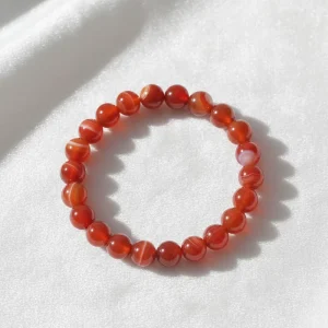 8mm Natural Gemstone Jewelry Red Striped Agate Stretch Fashion Bracelet Charms Healing Stones Unisex Beaded Bracelets