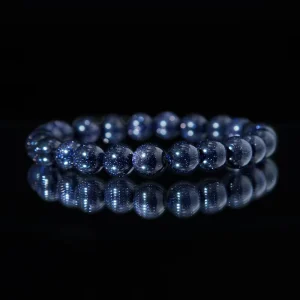 8mm Polished Gemstones Jewelry Blue Sand Stone Healing Bracelet Semi Precious Stretch Fashion Beaded Bracelets Unisex