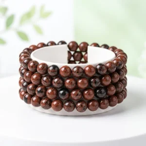 8mm Semi Precious Stone Natur Red Mahogany Obsidian Fashion Beads Bracelets for Gift