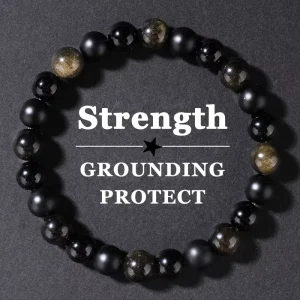 8mm Tiger Eye Bracelet Obsidian Natural Stone Beaded Bracelet Geometric Fashion Beaded Bracelet Jewelry