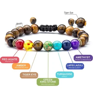 8mm lava 7-bead bracelet with woven cord natural stone yoga bead bracelet agate yoga bead bracelet