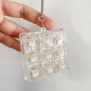 9 Keys Keycaps Fidget Toy Keyboard Keychain with LED Light