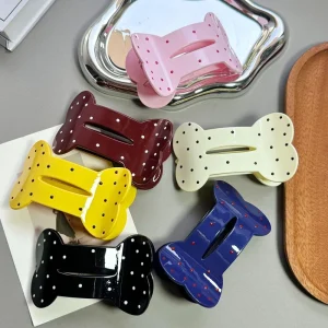 9.5cm Polka Dot Bone Hair Claw Fashion Cute Elegant Clips Plastic Hair Accessories for Women Girls Daily Use