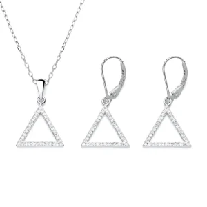 925 Fashion Exaggerated Geometric Triangle Pendant Necklace Earrings