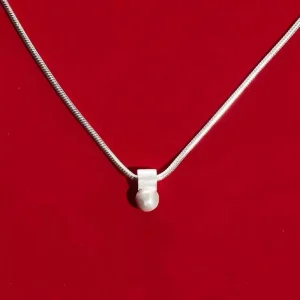 925 Silver Bean and Rice Bead Pendant Necklace Versatile Minimalist Snake Bone Chain Accessory