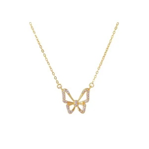 925 Silver Butterfly Fashion Pendant Necklace Gold Plated Mossanite for Women Fine Jewelry Luxury Elegant