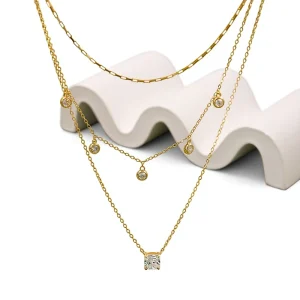 925 Silver Cross Chain Electroplated Necklace Set Layered Wear European American Cross border Bestseller Fashionable