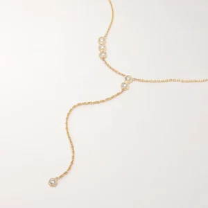 925 Silver Fashion Collection Minimalist Bezel Diamond CZ Lariat Necklace