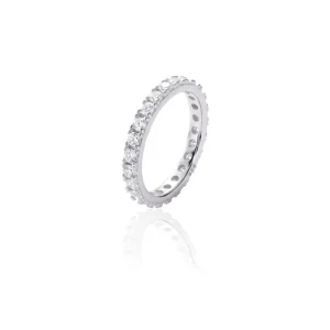 925 Silver Full Eternity Moissanite Promise Ring Stackable Eternity Band Wedding Band Ring Enhancer
