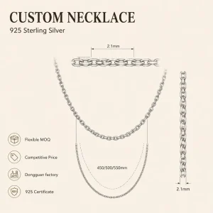 925 Silver Link Chain Necklace for Women