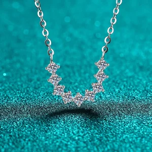 925 Silver Moissanite Heart Shape Pendant Necklace Cable Chain Romantic Style Smile Design Sparkling Stones Fashion Jewelry