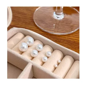 925 Silver Needle Anti Allergy Korean Tempered Simple Pearl Ball Shape Stud Earrings Versatile Classic Fashion Accessory