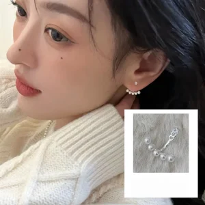 925 Silver Needle Pearl Back Stud Earrings Women’s Elegant Simple Zircon Fashion Trendy All Match High End