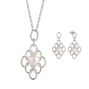 925 Silver Pearl Jewelry Women’s Retro Pearl Necklace Earring Set Customized Fine Jewelry