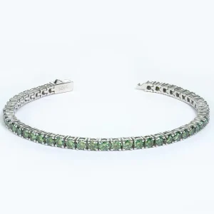 925 Silver Round Shape Green Color Mossanite Diamond Tennis Bracelet Fashion Jewelry for Party for Wedding