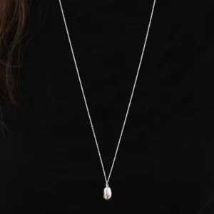 925 Silver Sweater Chain Oval Pendant Necklace Simple and Fashionable Women’s Commuting Accessories