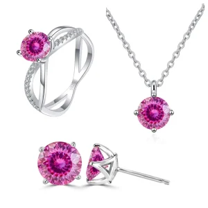 925 Silver With GRA Certified Moissanite Jewelry Set Open Rings for Women Moissanite Earrings Chain Fashion Wedding Band Jewelry
