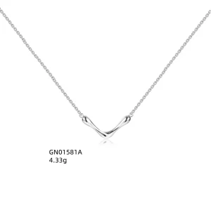 925 Silver Women’s Fashion Pendant Necklace Rhodium Plated with Trendy Zircon for Engagement Wedding or Party