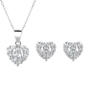 925 Sliver Heart shaped Set of Women’s Niche Design Light Luxury Eternal Heart Pendant Stud Earrings