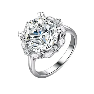 925 Sterling Silver 1 Ct 2 Ct 3 Ct Moissanite Ring Oval Cut White Gold Plated Engagement Halo Moissanite Wedding Ring
