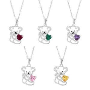 925 Sterling Silver 18K Gold Plated Custom Bear Pendant Link-Style Chain Necklace Gift for Ladies Women