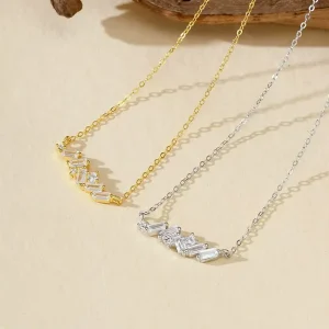 925 Sterling Silver Baguette CZ Necklace for Women Gold Plated Geometric Bar Pendant Dainty Fine Jewelry