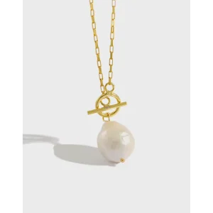 925 Sterling Silver Baroque FreshWater Pearl Necklace Fashion Jewelry Choker Necklace Anniversary Gift Necklace for Women