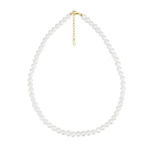 925 Sterling Silver Baroque Freshwater Pearls Jewelry 14K Gold Plated Pearl Necklace for Women
