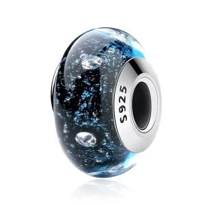 925 Sterling Silver Blue Bubble Murano Glass Bead Charm Fit Bracelet Pendant Women Fashion Jewelry Accessories DIY SCZ028