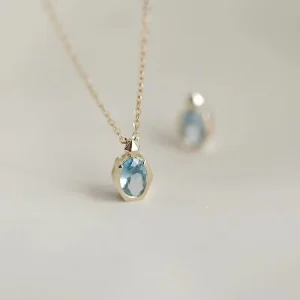 925 Sterling Silver Blue Gemstone Necklace Fine Jewelry with Crystal Perfume Bottle for Wedding Anniversary & Gift Occasions