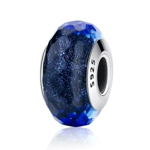 925 Sterling Silver Blue Ocean Murano Glass Charm Beads Fit Bracelet Women Fine Jewelry DIY Gift Making SCZ033