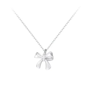 925 Sterling Silver Bow Knot Pendant Necklace Minimalist Ribbon Charm Necklace Fashion Jewelry Gift For Women