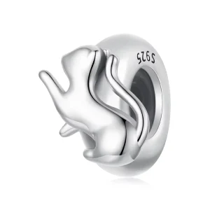 925 Sterling Silver Cat Silicone Beads Retro Pet Heart Charm for Women Teen DIY Lovely Bracelet Jewelry Accessories