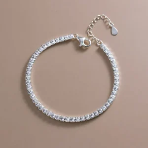925 Sterling Silver Charm Wedding Bracelets Cubic Zircon Tennis Bracelet for Women