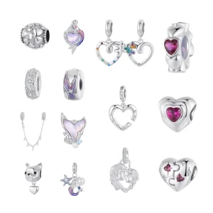 925 Sterling Silver Charms Pendant Charm For Bracelet Jewelry Making Mermaid Love Intimate Emotion Jigsaw Charm