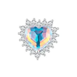925 Sterling Silver Colorful Heart shaped Bead Be Yourself Love Charm Fit Women Bracelet Necklace Jewelry Accessories DIY BSC737
