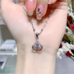 925 Sterling Silver Crystal CZ Diamond Heart Shape Pendant Necklace for Women