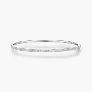 925 Sterling Silver Dazzling Round Clear CZ Bangles For Women Wedding Engagement Statement Fine Jewelry