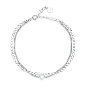 925 Sterling Silver Double Layer Heart Bracelet for Women Adjustable Chain Lock Fashion Jewelry Gift SCB234