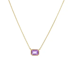 925 Sterling Silver Emerald Cut Purple Gemstone Pendant Necklace Elegant Birthstone Jewelry Gift For Women